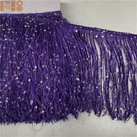 Frange à paillettes de 20 cm en polyester, garniture douce pour vêtements, accessoires de danse, décoration de jupes et robes, dentelle scintillante