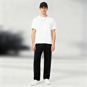 TKAN140D pantalons de survêtement décontractés pour hommes pantalons à jambe droite épaissis pantalons de sport amples de couleur unie pour adolescents - Product Image 1