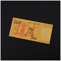 Carte de collection souvenir en plastique personnalisable en gros, avec feuille d'or 24K, représentant des billets de banque Euro 1, 2, 5, 10, 20, 100 et des billets de banque de Singapour