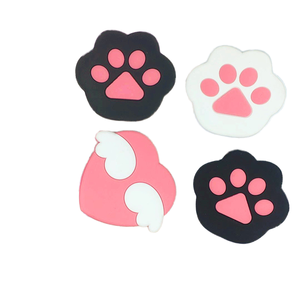 Custom Ins Small Handheld Round Makeup Mirror Girl Cute Cat Paw Silicone Smart Mirror