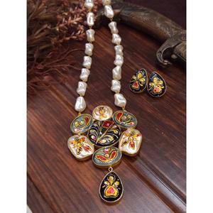 Premium Quality Traditional <b>Necklace</b> <b>Set</b> with Earrings Multi-Colour <b>Pearl</b> New Design for Women and Girls' Wedding and Party - Product Image 1