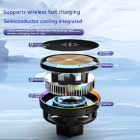 Chargeur de voiture sans fil magnétique flexible 15W PD à lumière respirante, support de téléphone multifonctionnel électrique avec ventilateur de refroidissement – Vente directe usine