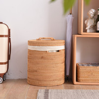 Panier de rangement à linge en rotin tissé à la main vietnamien pour chambre à coucher de salon personnalisé avec poignées de transport