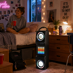 Enceinte domestique avec lumières RGB à changement de couleur, batterie intégrée de 1200 mAh, étanche IPX4 pour utilisation en extérieur, compatible téléphone portable - Product Image 3