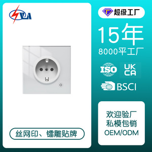 Tuya Zigbee <b>Smart</b> Wall <b>Socket</b> 16A Power Meter App Control Timer Glass Panel White - Product Image 5