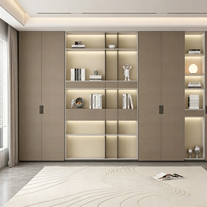 Custom Stainless Steel Bookcase Full <b>Wall</b> Integrated <b>Display</b> <b>Cabinet</b> Modern Simple Design Household Storage Solution - Product Image 1
