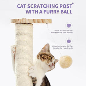 Toptan özel Modern lüks kedi ağacı küçük Pet kedi oyun tırmalama sütunu yün hareketli Trackballs el işi ahşap Sisal kedi - Product Image 5