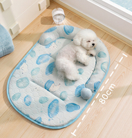 Tapis rafraîchissant ovale en soie glacée pour animaux de compagnie, coussin de couchage d'été respirant pour chiens et chats, avec support de cou 3D en coton PP et base antidérapante