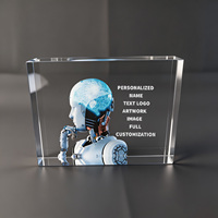 Plaque personnalisée Neelpure 188487 en bloc de cristal horizontal avec impression UV graphique robot IA pour récompense d'entreprise technologique