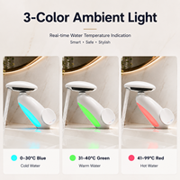 Robinet de lavabo cascade monocommande à LED, changeant de couleur selon la température, pour eau chaude et froide, à poser sur comptoir, pour projets hôteliers