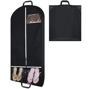 Black Travel <strong>Garment</strong> <strong>Bag</strong> with Accessories Zipper Pocket <strong>Breathable</strong> Suit <strong>Garment</strong> Dust Cover for Shirts Suits Tuxedos Dresses Coat - Product Image 4