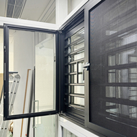 Ventanas abatibles modernas con marco negro de aluminio para ventanas batientes de doble acristalamiento ahorradoras de energía de Nigeria con barra antirrobo