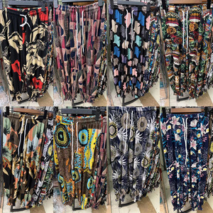Pantalones de seda de cintura alta <span class=keywords><strong>para</strong></span> <span class=keywords><strong>mujer</strong></span> XL Loose Fit Tela tejida de colores Cierre elástico Pantalones largos Ice Snow Cheap Stall Clothing - Product Image 4