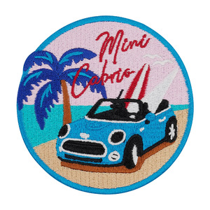 Parche Bordado Personalizado Ou Rong Lai, Mini Insignia Redonda con Logotipo Cabrio y Velcro para Ropa - Product Image 1