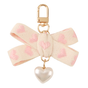New Hồng Tim Ribbon Xe <span class=keywords><strong>Keychain</strong></span> Mặt Dây Chuyền Sáng Tạo Vải Bow Thêu Kim Loại Phụ Kiện Cá Nhân Ví Quyến Rũ <span class=keywords><strong>Keychain</strong></span> - Product Image 5