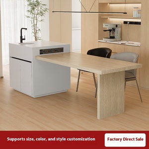 <span class=keywords><strong>Table</strong></span> d'îlot rétractable moderne Bords de planche à vent blanc pur <span class=keywords><strong>Armoire</strong></span> de personnalisation multifonctionnelle intégrée pour le ménage - Product Image 4