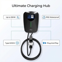 Borne de recharge murale pour VE 7kW avec application, chargeur AC domestique pour véhicules électriques, charge hors crête 7kW 32A Type 2, borne de recharge murale pour VE OCPP 1.6J IP65
