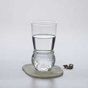 Football Shaped Glass Highball Cup With <b>Coaster</b> Minimalist Design Transparent Glassware for Picnic - Product Image 1