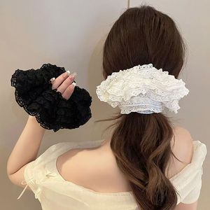 Coleteros de encaje de varias capas, lazos para el cabello con ribete floral, bandas elásticas para el cabello, suaves y elásticas, para mujeres y niñas, uso diario, moda. - Product Image 2