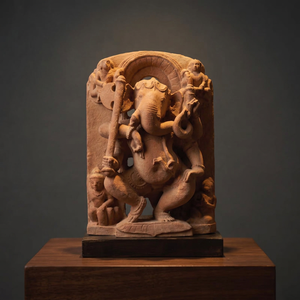 Sculpture du Seigneur Ganesha du Xe siècle – Réplique de statue de la divinité éléphante de la religion indienne ancienne, provenant d'un temple, collection de musée - Product Image 5