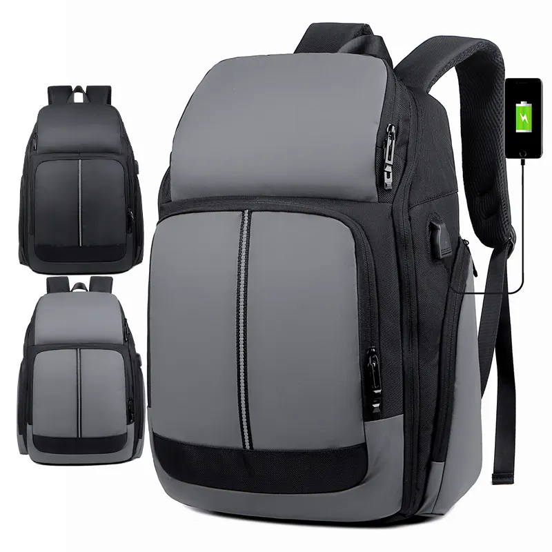 2023 sac à dos pour ordinateur portable étanche mochila design simple enduit oxford tissu USB sac à dos sac à dos pour voyage d'affaires