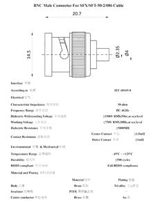 BNC-JB2同軸RG405 RFコネクタ半フレキシブルSFX/SFT-50-2オスココネクタ086半鋼線付き50オーム0-6G - Product Image 6