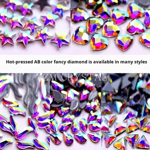 Adesivi di strass di colore per unghie e unghie con stile piatto con retro a forma irregolare adesivi di vetro colorato per unghie - Product Image 2