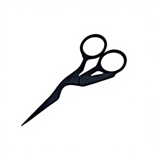Ciseaux de manucure et ciseaux à cuticules à lame droite style oiseau, couleur noir mat plaqué plasma / Ciseaux à broder - Product Image 3