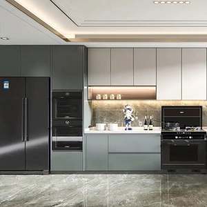 Meubles de cuisine modernes et écologiques, design de luxe léger, armoires murales complètes, armoires de cuisine personnalisées, évier, robinet, dosseret pour appartement - Product Image 4