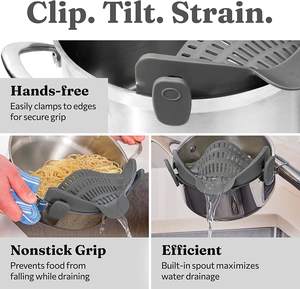 Vente chaude Pot Strain Passoire <span class=keywords><strong>Clips</strong></span> Passoires De Cuisine Égouttoir À Pâtes Plus Grand Panier De Cuisson Clip Alimentaire Sur Passoire En Silicone - Product Image 4