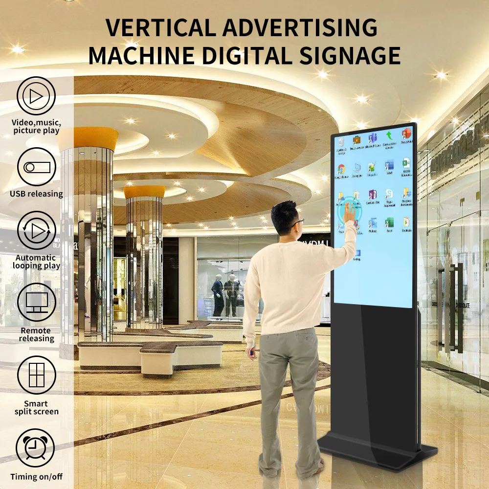 Floor Stand Digital Signage And Displays Android WIFI IPS Touch Screen Kiosk Indoor FHD LCD Smart Advertising Display Players