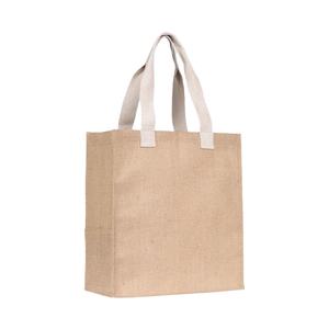 Bolsas de mano ecológicas biodegradables estilo tote hechas de yute natural con asa de algodón tejido - Product Image 1