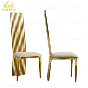 ステンレス鋼の椅子ステンレス鋼の金のダイニングチェア6つの金のフレームアイボリーと金のダイニングチェアのセット