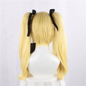 Perruque synthétique Kakegurui Anime en gros, 50 cm de long, blonde bouclée, Meari Saotome, perruque de cosplay avec deux queues de cheval - Product Image 6