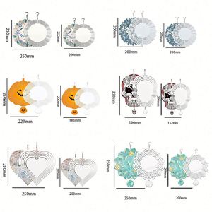 Wholesale 8inch 10inch Custom Metal Wind Chimes Spinners Sublimation Blank Double Sided DIY Garden Sublimation Wind Spinner - Product Image 2