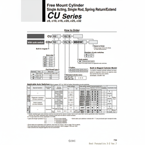 Pièces pneumatiques de CDU25-5S de cylindre de bâti libre de SMC Pneumatics - Product Image 1