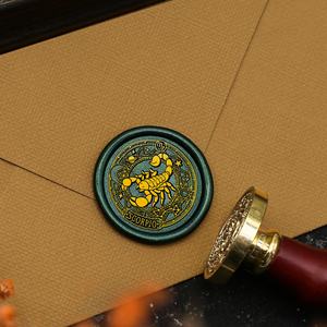 Juego <span class=keywords><strong>completo</strong></span> de 12 signos del zodiaco, sello de cera con tema mágico, cabezales de latón macizo para horóscopo, regalo de cumpleaños, cera de sellado, estilo místico DIY - Product Image 4