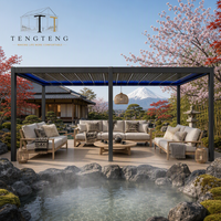 Pergola motorisée de luxe en aluminium imperméable avec toit à lames orientables et structure thermolaquée pour jardin, patio et terrasse