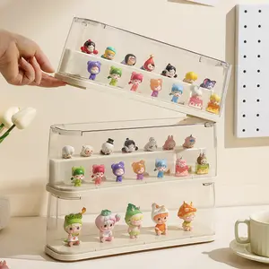 Caixa organizadora transparente acrílica para bonecas, caixa de armazenamento transparente à prova de poeira, prateleira para decoração, armário de armazenamento