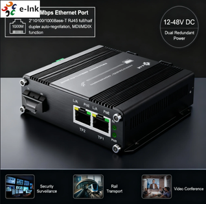 Convertidor de Medios Industrial Mini E-link de 2 Puertos Gigabit PoE+ con Ranura SFP de 30W, Carcasa de Aluminio para Entornos Hostiles, Fibra Óptica de <span class=keywords><strong>Red</strong></span> - Product Image 2