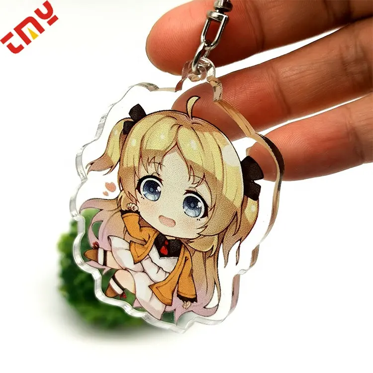 Low Price Cheap Custom Printed Logo Personalized Promotional Cute Blank Clear Plastic Anime Acrylic Keychain