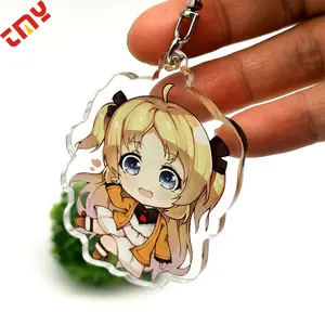 Giá thấp giá rẻ tùy chỉnh in logo cá nhân quảng cáo dễ thương trống rõ ràng nhựa Anime Acrylic Keychain