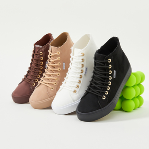 Ladies Fashion 2025 White High Top Canvas Sneakers Plate-forme de bonne qualité Chaussures d'été pour femmes augmentant la hauteur - Product Image 6