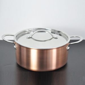 3Ply Casseroles Copper <strong>Saucepan</strong> <strong>Induction</strong> 16 18 20 22 24 26 cm Stockpot for Kitchen Cooking Safety Microwave Dishwasher - Product Image 2