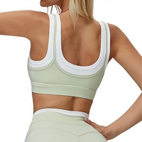 Soutien-gorge de yoga YSH Naked Sense deux pièces à maintien élevé, respirant, anti-transpiration, col en U, pour la course et le fitness, pour femme, motif uni
