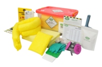 Kit de réaction aux déversements chimiques industriel SABER 30 litres avec boîte transparente, kit de réponse aux déversements chimiques haute capacité avec boîte transparente