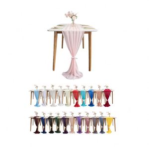 Chemin de table rose en mousseline de soie personnalisé pour mariage et banquet, vente en gros - Product Image 1