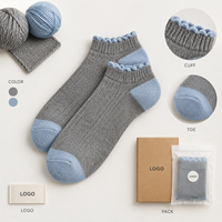 Chaussettes en fibres écologiques, coton et élasthanne, coupe basse, gris royal, tricotées, avec talon et bout renforcés, entretien facile, taille personnalisée