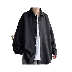Blusas de Moda Coreana Juvenil 2023, Camisa Negra de Manga Larga con Botones para Hombre, Estilo Harajuku, Camisa Holgada de Algodón Informal para Otoño, Talla 5XL - Product Image 2