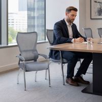 Chaise de bureau ergonomique empilable de luxe pour réception, visiteurs et personnel, avec support lombaire